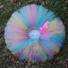 Faldas de tutú de arcoíris para niñas, tutú de Ballet, de tul, con lazo de satén rosa, disfraz para fiesta de cumpleaños 2024 - compra barato