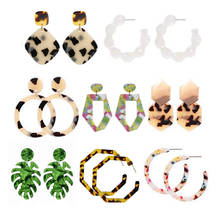 Leopard Print Long Earrings For Women Tortoiseshell Acetate Resin Acrylic Za Heart Star Circle Geometric Earring Pendientes 2024 - buy cheap