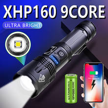 Lanterna led ultra brilhante xhp160, 9 núcleos de lanterna 5000mah, usb, zoom recarregável, led de 5 modos, tocha tática, bateria 18650/26650 2024 - compre barato