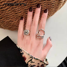 Mewanry-anillos de calavera de línea Irregular para mujer, de Plata de Ley 925, diseño creativo Vintage, joyería para fiesta de vacaciones, regalo 2024 - compra barato