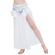 Женская атласная шифоновая юбка, сексуальный костюм для танца живота, танцевальная юбка с разрезом, танцевальная одежда, танцевальная одежда, макси-юбка 2024 - купить недорого