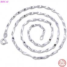 BOCAI S925 Sterling Silver Necklace for Men and Women 2022 Fashion Double Line Melon Seed Chain Temperament Argentum Jewelry 2024 - buy cheap