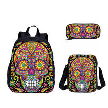 Mochila escolar mexicana para crianças, conjunto de bolsas 3d para estudantes, com estampa caveira, para jardim de infância e livros, para meninos e meninas, 2020 2024 - compre barato