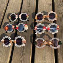 Круглые Хрустальные детские солнцезащитные очки, Рождественский мультяшный дизайн, детские очки, летние очки, милые детские цветочные очки 2024 - купить недорого