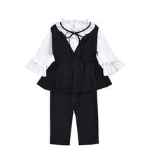 2020 New Baby Girls Clothes  Kids Baby White Shirt + Black Vest + Pant 3pcs Children Suit Toddler Girl Clothes For 2-6 Years Old 2024 - buy cheap