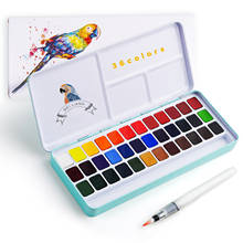 Meiliang 36 Colors Solid Watercolor Paint Set Not-toxic Watercolor Pigment Portable Metal Case with Palette and Art Paint Brush 2024 - buy cheap