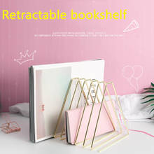 Rose Gold Iron Retractable Triangle Bookshelf Book Organizer Desktop File Book Storage Rack Desk Organizer Shelf Book Stand 2024 - buy cheap