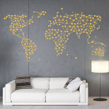 Geometry mapa del mundo vinilo Mural pegatinas para la casa sala de estar decoración de dormitorio oficina papel tapiz pegatina de pared 2024 - compra barato
