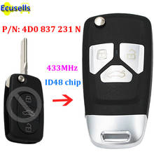 Upgraded Flip Remote key Fob 433MHz ID48 chip for Audi A3 A4  A6 Quattro A6 Allroad A8 TT RS4 1999-2002 4D0 837 231 N uncut HU66 2024 - buy cheap