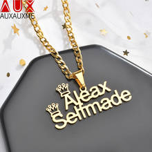 Auxauxme Customed Crown Double Name Pendant Cuban Chain Necklaces Stainless Steel Personlized Jewelry For Women Party Gifts 2024 - buy cheap