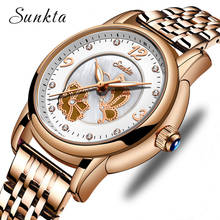 relogio feminino SUNKTA Elegant Ladies Watches Women Luxury Top Brand Wrist Watch Woman Stainless Steel Band Female Dress Clock 2024 - buy cheap