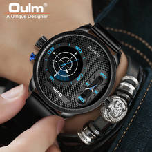 Oulm Модные Стильные мужские часы большого размера со светодиодом, роскошные Брендовые мужские кварцевые часы с двумя часовыми поясами, мужские кожаные Наручные часы 2024 - купить недорого
