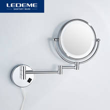 LEDEME Led Makeup Mirror Round magnification Bright Bathroom Mirrors metal Double Sided Wall Mount Vanity Mirror Chrome L6508D 2024 - buy cheap