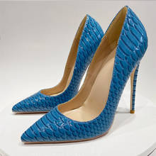 Thin stilettos pointed toe slip on 12cm extremely high heel party 10cm 8cm big size elegant sexy serpentine pumps YG047 ROVICIYA 2024 - buy cheap