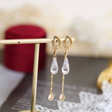 LAMOON 925 Sterling Silver Drop Earring For Women Vintage Tassel Earrings Water Drop Zircon 14K Gold Plated Fine Jewelry LMEI112 2024 - buy cheap