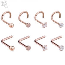 ZS 4 Pcs/lot 20G 316L Stainless Steel Nose Rings 2 Style Nose Stud CZ Crystal Nose Piercings For Women Men Body Piercing Jewelry 2024 - buy cheap