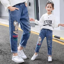 Girls jeans spring and autumn 2022 new casual loose trousers girls foreign autumn children's pants 2024 - buy cheap