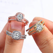 New Wedding Engagement Rings Set for Women Exquisite Micro Pave Cubic Zirconia Heart-shaped Ring Gift Jewelry 2024 - buy cheap