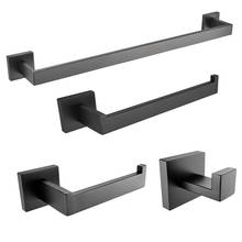 Stainless steel Bathroom Hardware Set Black Robe Hook Towel Rail Bar Rack Bar Shelf Tissue Paper Holder  Bathroom Accessories 2024 - buy cheap