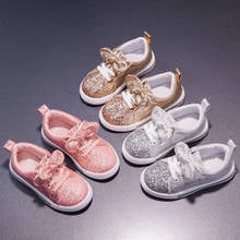 Toddler Little Girls Sequin Bing Sneakers Shoes For Kids Girls Silver Gold Jazz Dance Bowknot Sports Princess Shoes New 2020 2024 - buy cheap