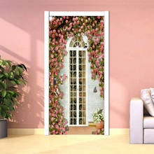 Наклейка на крышку 3D роза цветы окна обои ПВХ самоклеящаяся Водонепроницаемый Свадебный дом двери Настенная Наклейка 3D плакат 2024 - купить недорого