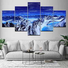 Canvas Painting Wall Art Home Decor Framework 5 Pieces Blue Aurora Borealis Snow Mountain Modern HD Printed Pictures Artwork 2024 - buy cheap