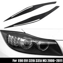 Carbon Fiber Headlight Eyelid Eyebrow Cover Stickers Trim for BMW E90 E91 328I 335I M3 2006-2011 2024 - buy cheap