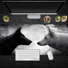 Wolf-alfombrilla de ratón grande en blanco y negro para Gaming, alfombrilla para ordenador portátil, escritorio, Borde de bloqueo, XL 2024 - compra barato