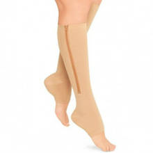 Компрессионные чулки на молнии, поддерживающий ногу колено, чулки Sox с открытым носком S/M/XL 2024 - купить недорого