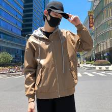 Korean Casual Spring Autumn Mens Hooded Faux Leather Jackets Long Sleeve Pockets Zipper Loose Male Outerwear Coats Streetwear 2024 - buy cheap