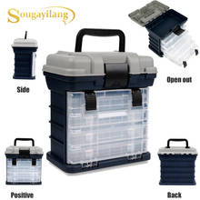 Sougayilang caixa de equipamento de pesca, abs de alta qualidade, forte e durável, 4 camadas de pvc, resistente à água, caixa de equipamento de pesca multifuncional 2024 - compre barato