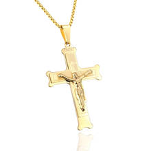 Men's Stainless Steel Big INRI Jesus Christ Crucifix Cross Pendants Necklaces Orthodox Long Chain Necklaces Male Gifts Jewelry 2024 - buy cheap