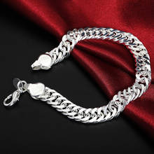 Pulseira de prata 10mm, bracelete com fecho para homens, joia masculina com comprimento de 20cm 2024 - compre barato