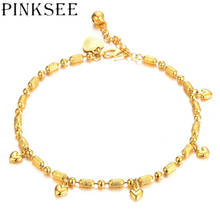 Pinksee 2019 New Luxury Exquisite Heart Pendant Anklet for Women Gold Color Copper Ankle Bracelet Foot Chain Jewelry Gifts 2024 - buy cheap