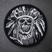 Skull Size:7.0x7.0cm DIY Patch Embroidered Cute Badges Hippie Iron On Kids Cartoon For Clothes Stickers 2024 - buy cheap