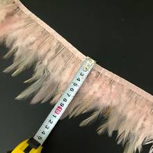 10 yardas Natural Champagne Pink Rooster Saddle Feather Trims 8-13CM de ancho para la decoración de la ropa de vestir, coser plumas artesanales 2024 - compra barato