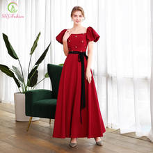 SSYFashion-vestido De Noche rojo elegante, vestido Formal De fiesta, elegante, con manga abombada, personalizado 2024 - compra barato