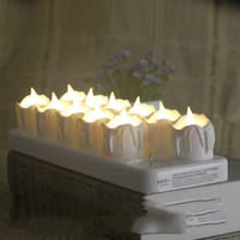 Paquete de 12 velas de batería recargables con luz blanca parpadeante, velas LED decorativas sin llama de Navidad para decoración de bodas 2024 - compra barato