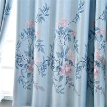 Cortinas cortas opacas con estampado de flores azules para niños, decoración moderna para dormitorio, sala de estar, cocina, ventana, AG002 #5 2024 - compra barato