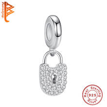 Romantic Pave Crystal Love Lock Charm 925 Sterling Silver Fit Origianl Bracelet Fine Women Jewelry Valentine's Day Gift 2024 - buy cheap