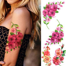 Única flor de lírio tatuagens temporárias para mulheres adultos realista rosa cravo falso tatuagem etiqueta pulseira à prova dwaterproof água tatoos 2024 - compre barato