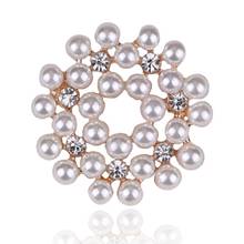 Round Brooch Rhinestone Flower Brooches for Women Large Pearl Alloy Brooch Pin Fashion Jewelry Wedding Pin Corsage Accessories 2024 - buy cheap