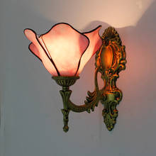 Lâmpada de parede estilo rústico, para quarto, corredor, banheiro, tiffany, luminária de vidro manchado, borboleta, retro 2024 - compre barato