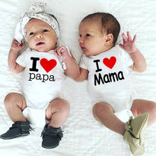 I Love Mama and Papa Print Newborn BabyRomper Twins Siblings Matching Clothes Infant Sisters Brothers Funny Jumpsuit 2024 - buy cheap