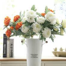 Rama Artificial de flores de crisantemo, 5 cabezas, flores con diseño pelota, decoración Floral de mesa de tienda de casa 2024 - compra barato