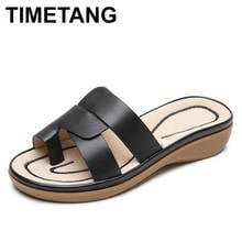 TIMETANG Fashion women shoes Bohemian style wedge non-slip flip flops bathroom beach platform comfort non-slip slippers women 2024 - buy cheap