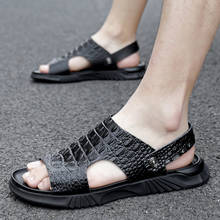 Sandálias masculinas clássicas de verão, couro genuíno, respirável, chinelos para praia ao ar livre, sapatos confortáveis, casual, 2021 2024 - compre barato