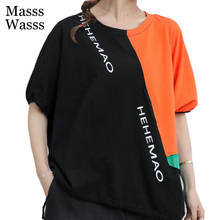 Masss Wasss Summer Designer Clothes Ladies Patchwork Casual Tshirts Womens Printed Loose Tops Female Punk Style Tees Plus Size 2024 - buy cheap