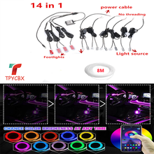 Tira de luz LED RGB 14 en 1 para coche, luz de ambiente Interior de fibra óptica, Control por aplicación, música, banda de fibra óptica de 8M 2024 - compra barato