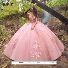 Vestidos De XV Años Pink Quinceanera Dresses Applique Beaded Mexican Girls 15 Years Birthday Dress Prom Gown 2021 2024 - buy cheap